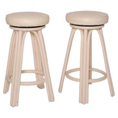 Vintage White Counter Top Stools, Set of Two