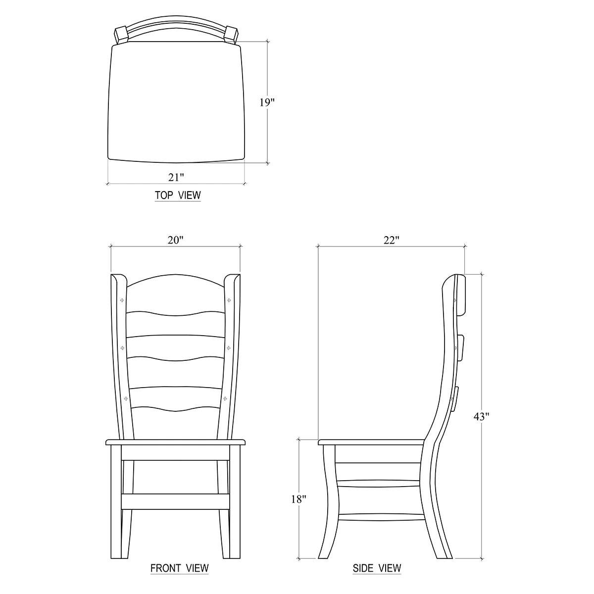 Legno Sedia da pranzo con schienale a scaletta Whiting (set di 2) in vendita