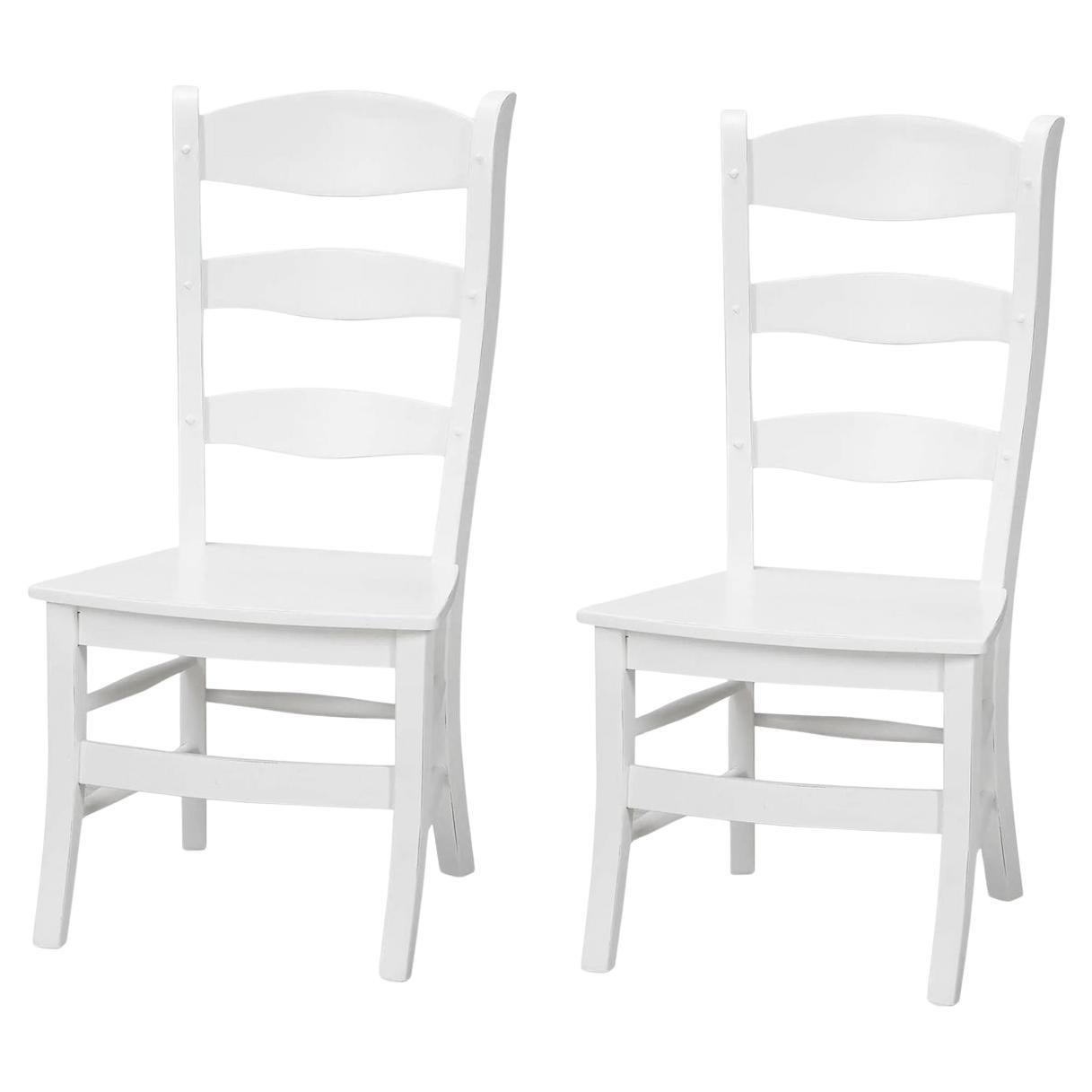 Silla de Comedor Country Blanca con Respaldo de Escalera (Juego de 2)