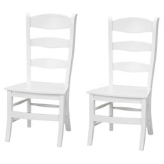White Country Dining Ladder Back Chair (Set of 2)