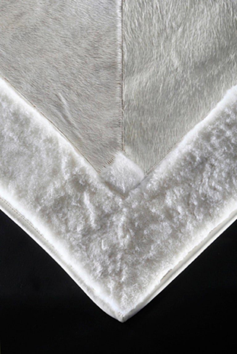 White Cowhide and Lambskin Rug "Louis" at 1stDibs