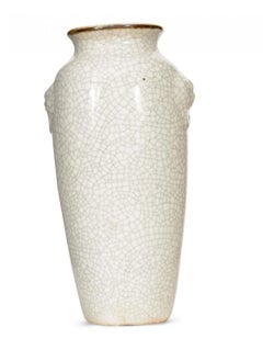 White Crackle Glazed Ceramic Urn Vase