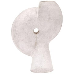 White Crackled Finish Handbuilt Stoneware Picasso Vase, Humble Matter