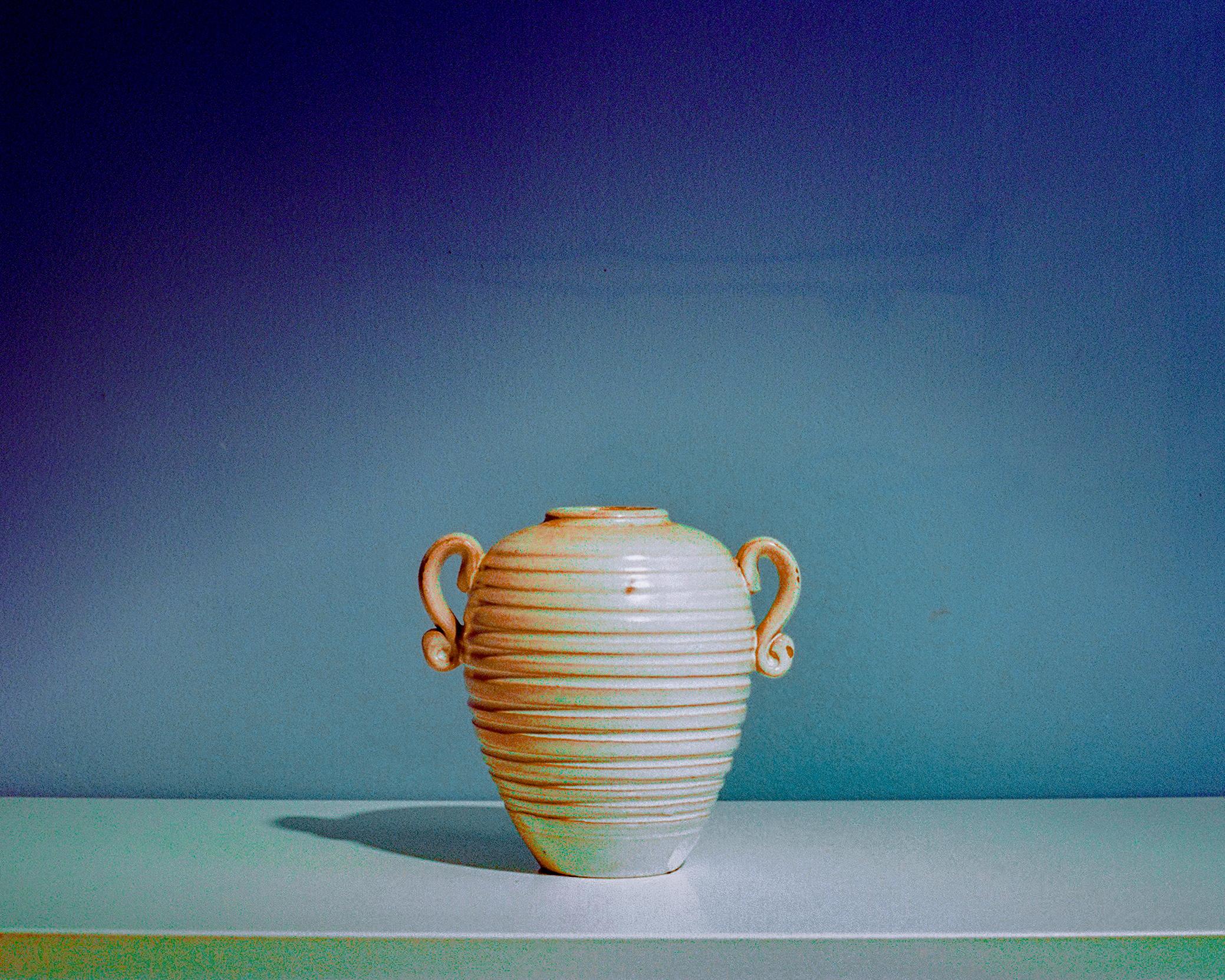 Scandinavian Modern White/Cream Glazed Ceramic Vase by Gabriel Keramik, Sweden, c. 1930 For Sale