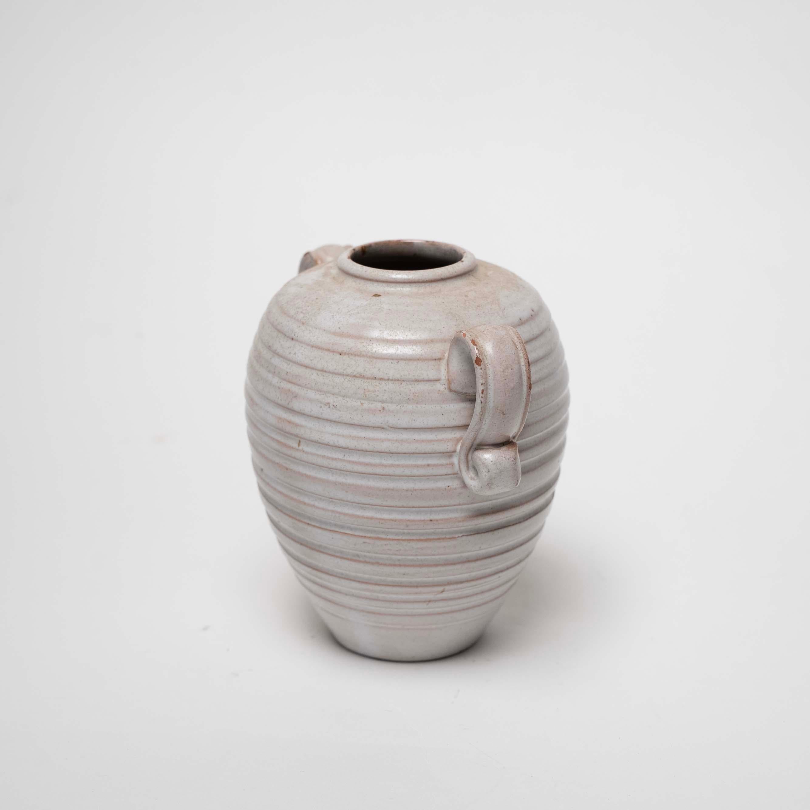 Swedish White/Cream Glazed Ceramic Vase by Gabriel Keramik, Sweden, c. 1930 For Sale