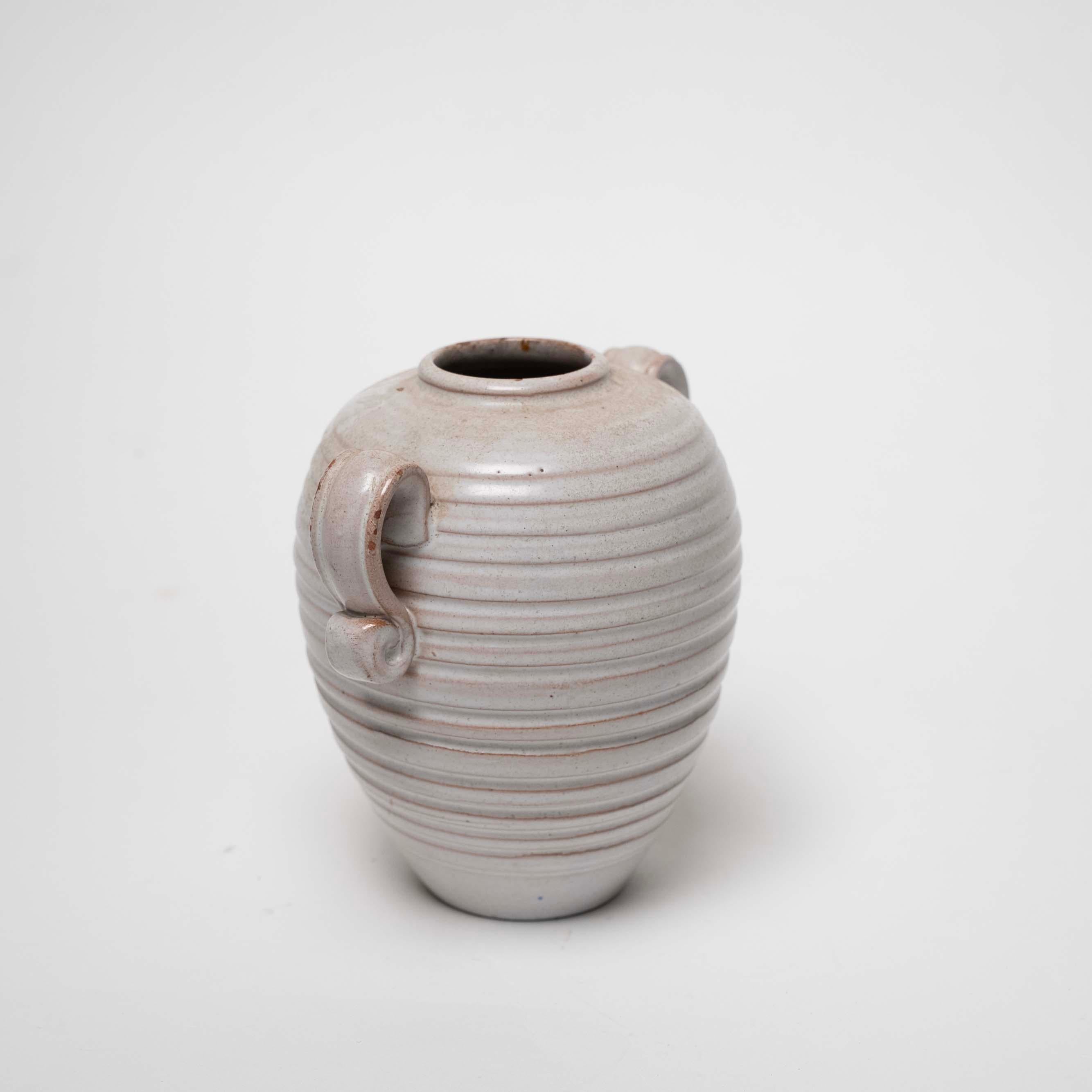 White/Cream Glazed Ceramic Vase by Gabriel Keramik, Sweden, c. 1930 In Good Condition For Sale In New York, NY