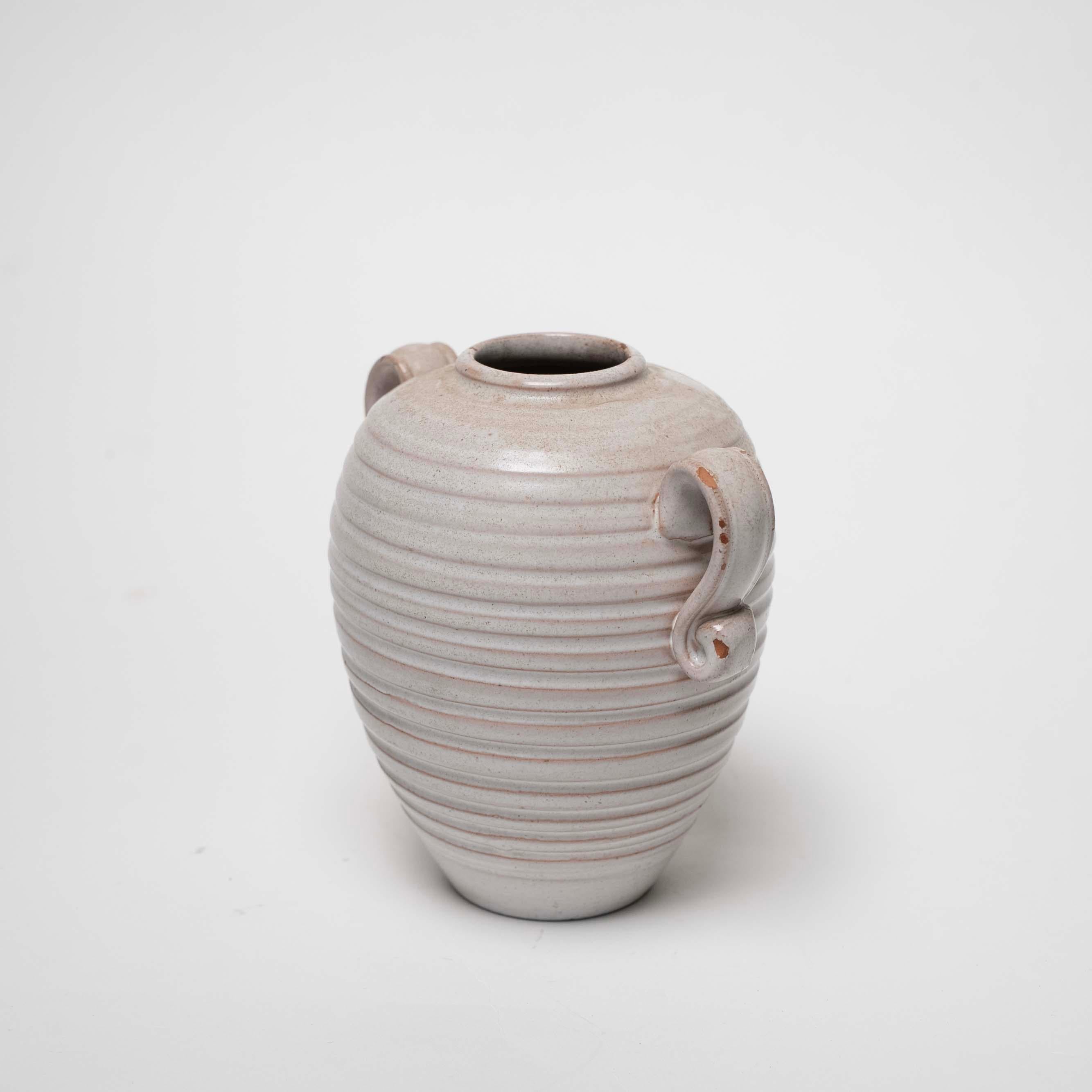 Mid-20th Century White/Cream Glazed Ceramic Vase by Gabriel Keramik, Sweden, c. 1930 For Sale