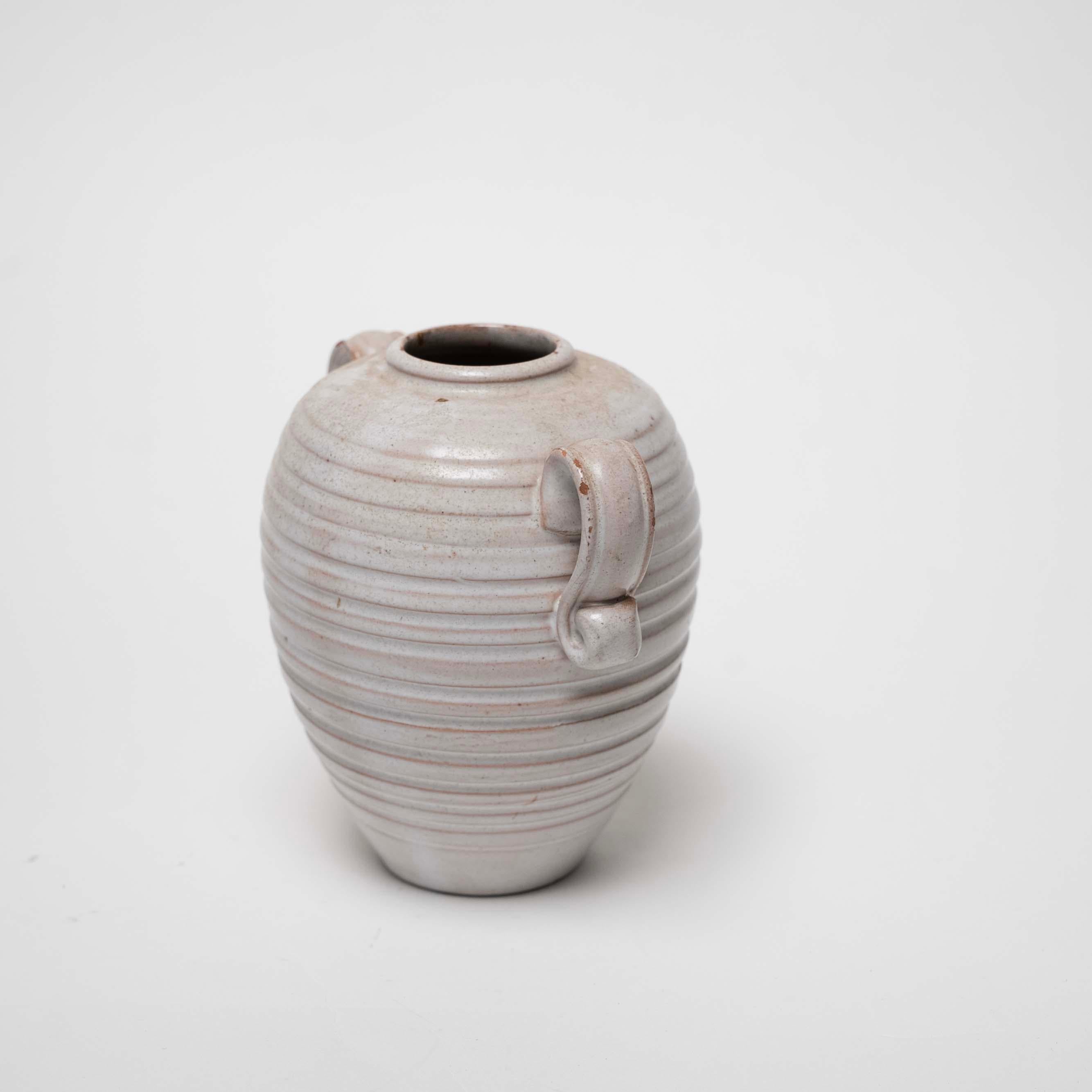 White/Cream Glazed Ceramic Vase by Gabriel Keramik, Sweden, c. 1930 For Sale 3