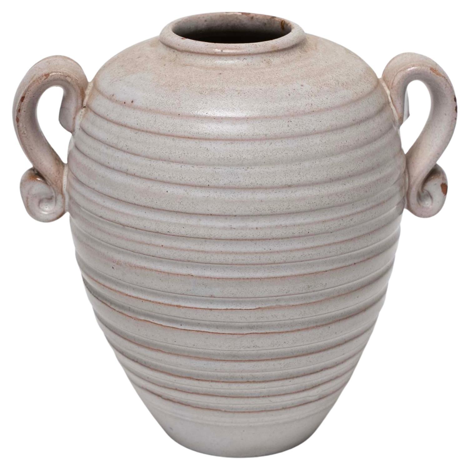 White/Cream Glazed Ceramic Vase by Gabriel Keramik, Sweden, c. 1930 For Sale