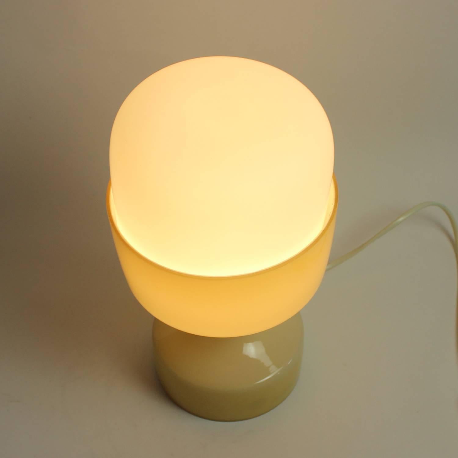 White & Cream Opaline Glass Table Lamp by Ivan Jakes, Czechoslovakia, circa 1970 For Sale 5