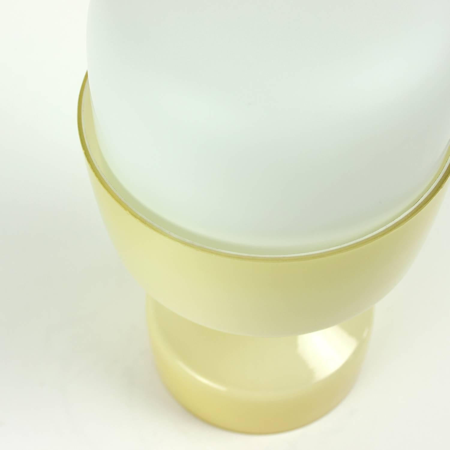 White & Cream Opaline Glass Table Lamp by Ivan Jakes, Czechoslovakia, circa 1970 In Good Condition For Sale In Zohor, SK