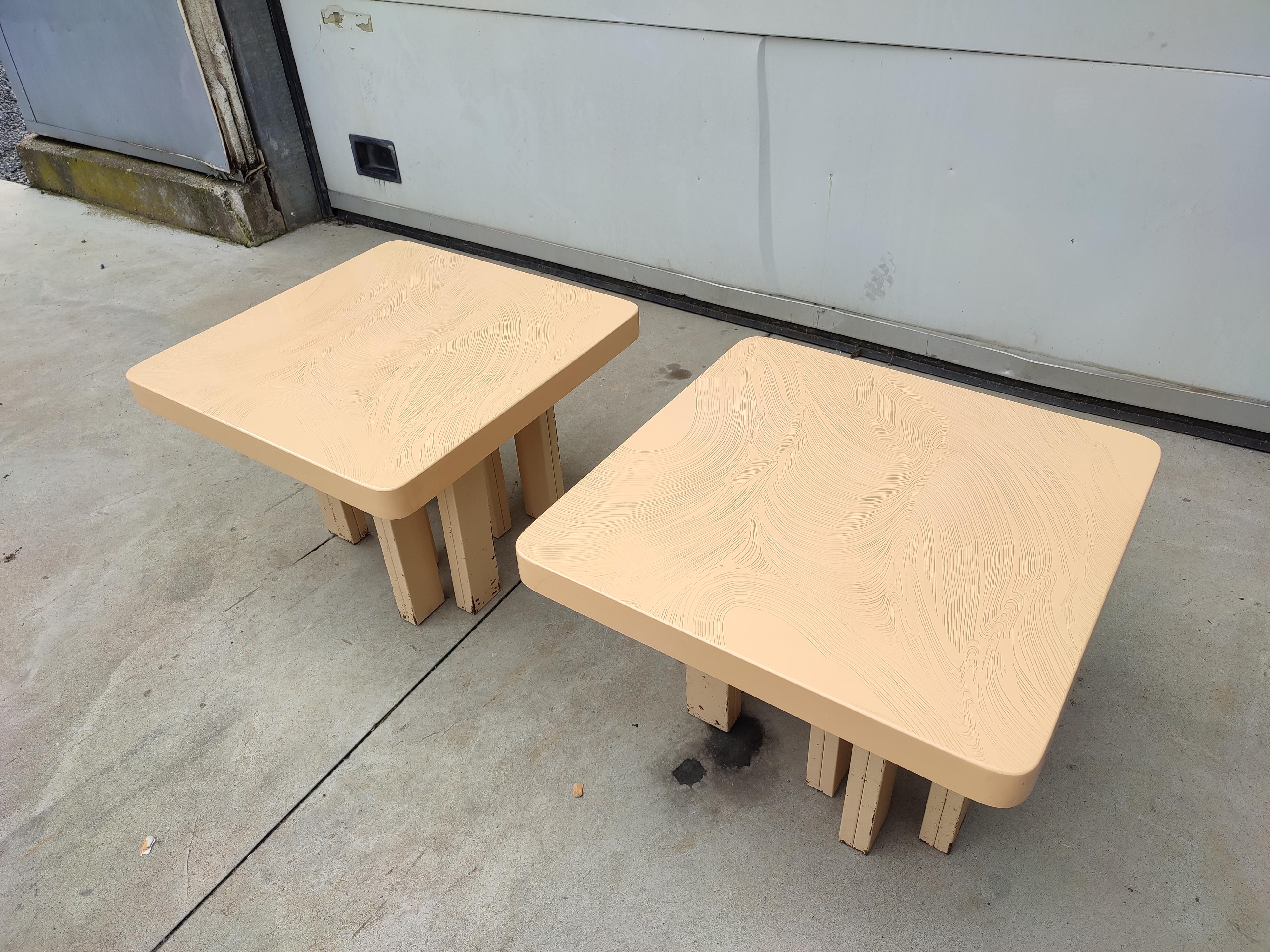 Very Rare and unique set of Side tables in white/ Resin by Jean Claude Dresse. Made in Belgium in the 1970s.