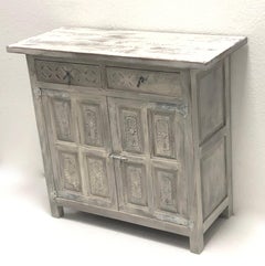 White Credenza Cabinet Sideboard Shabby Chic Swedish Farmhouse Style, 1960s