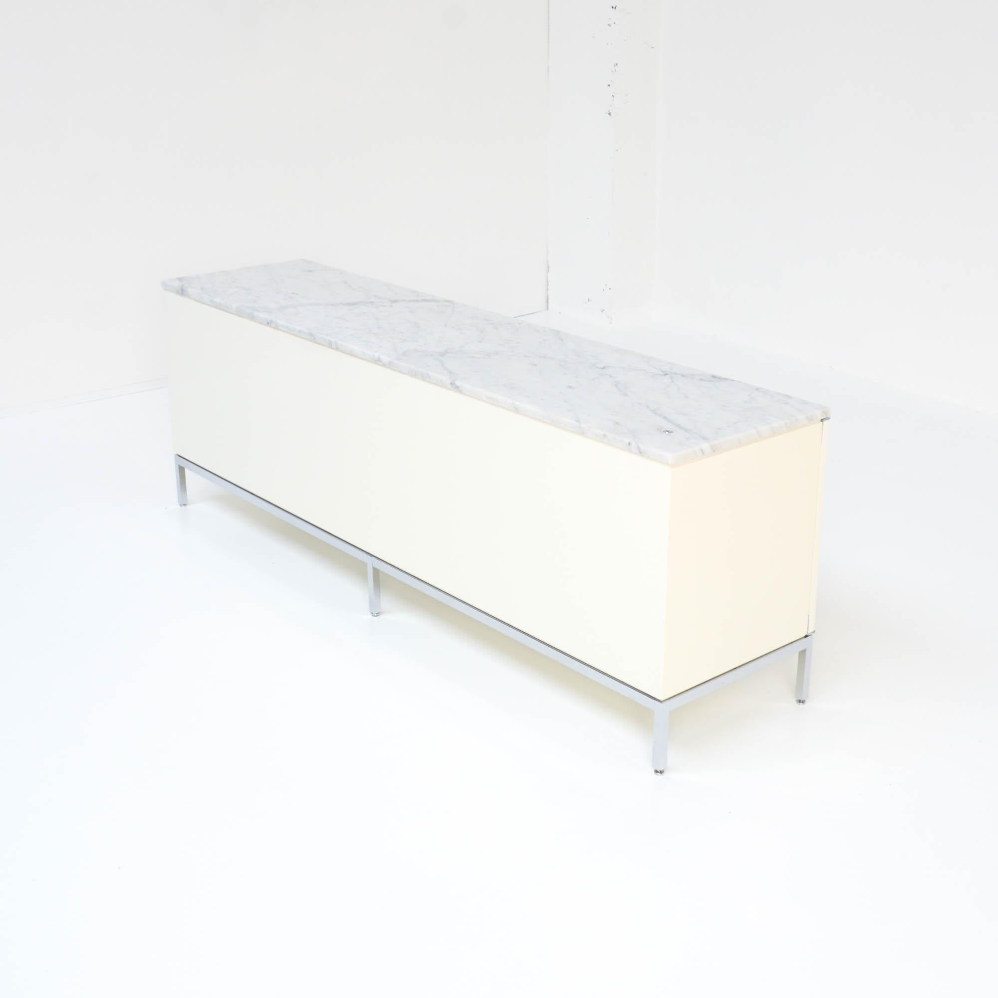 Belgian White Credenza with Marble Top by Florence Knoll