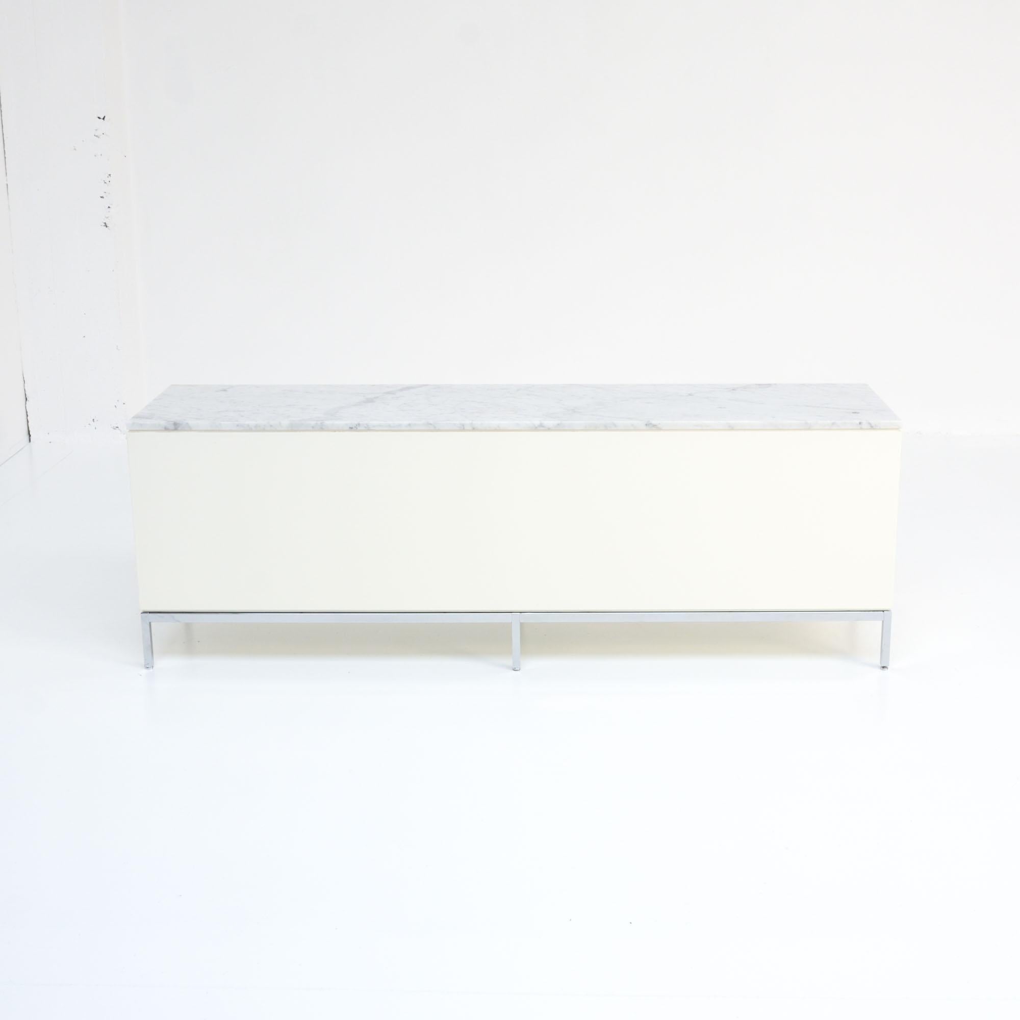 Lacquered White Credenza with Marble Top by Florence Knoll