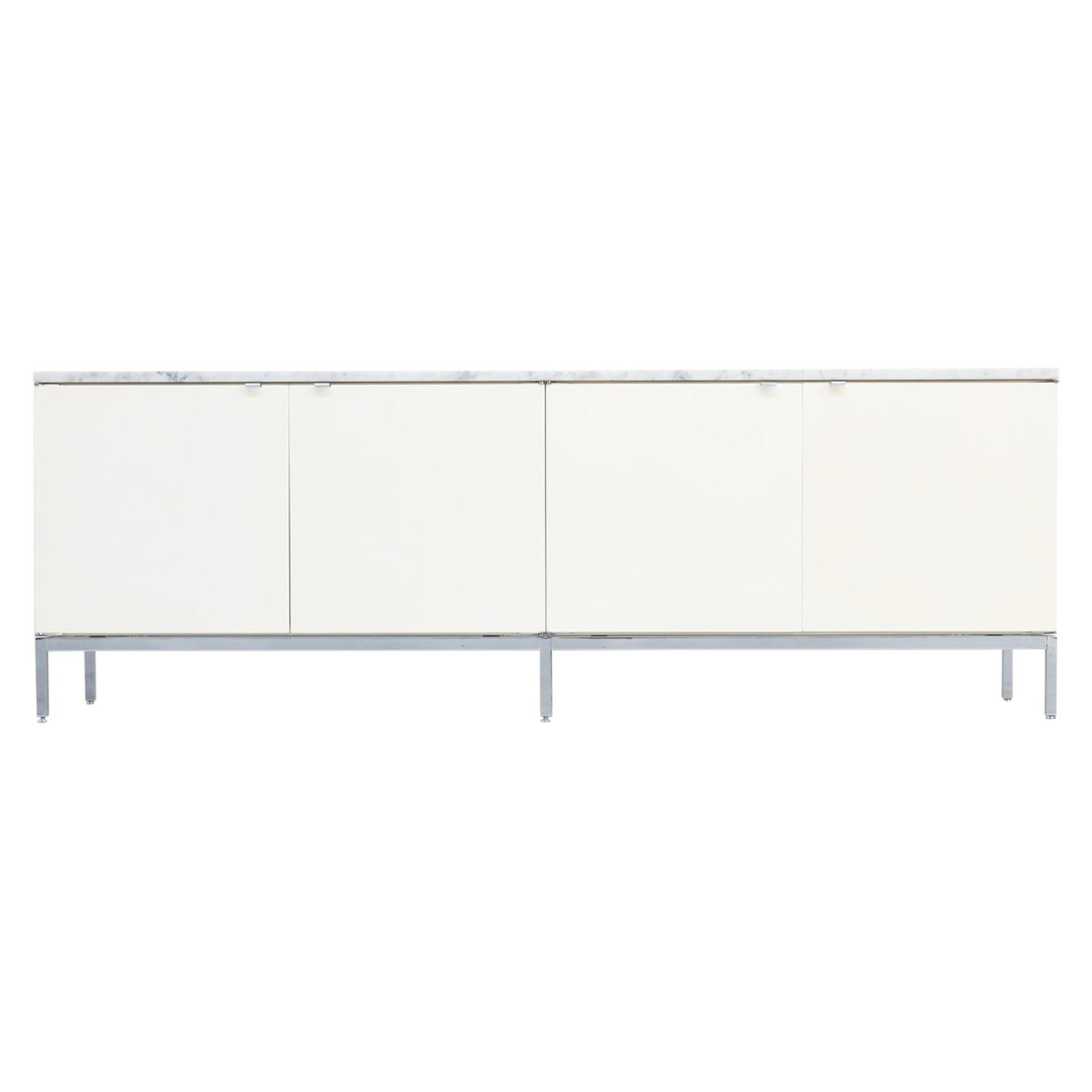 White Credenza with Marble Top by Florence Knoll