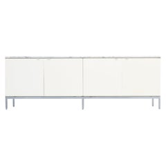 White Credenza with Marble Top by Florence Knoll