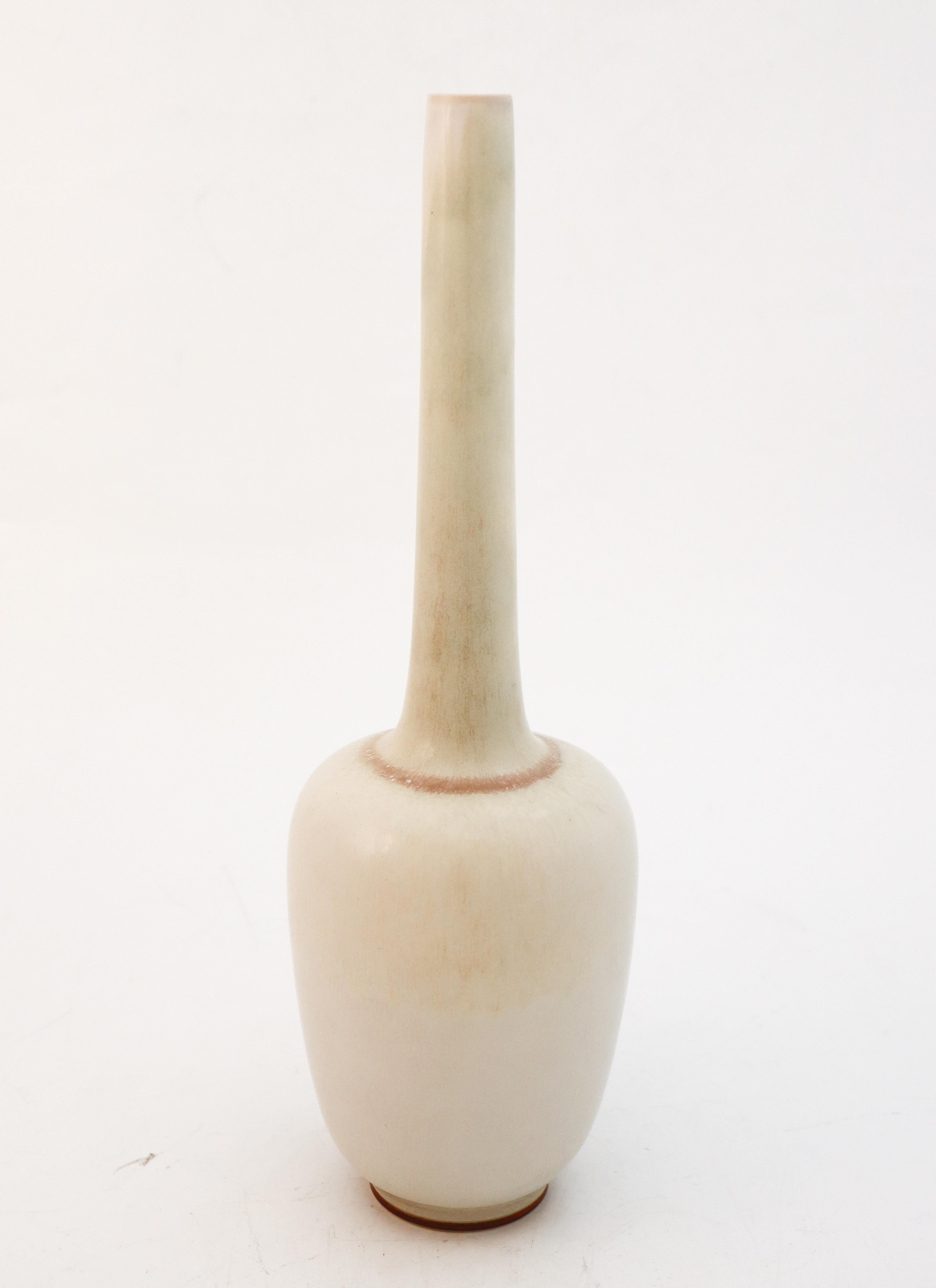 Swedish White /Creme Stoneware Vase, Berndt Friberg, Gustavsberg