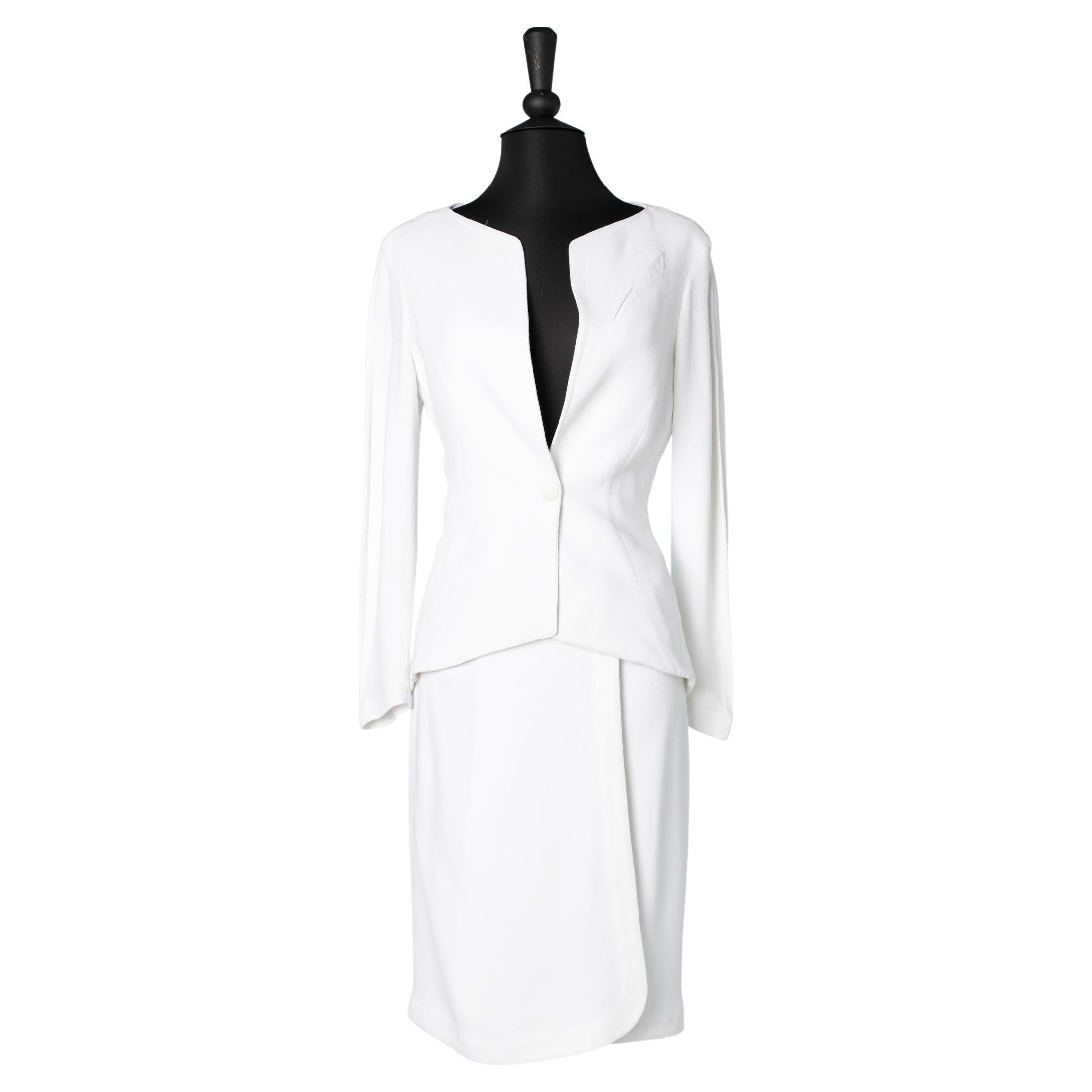 White crêpe skirt suit Thierry Mugler  For Sale