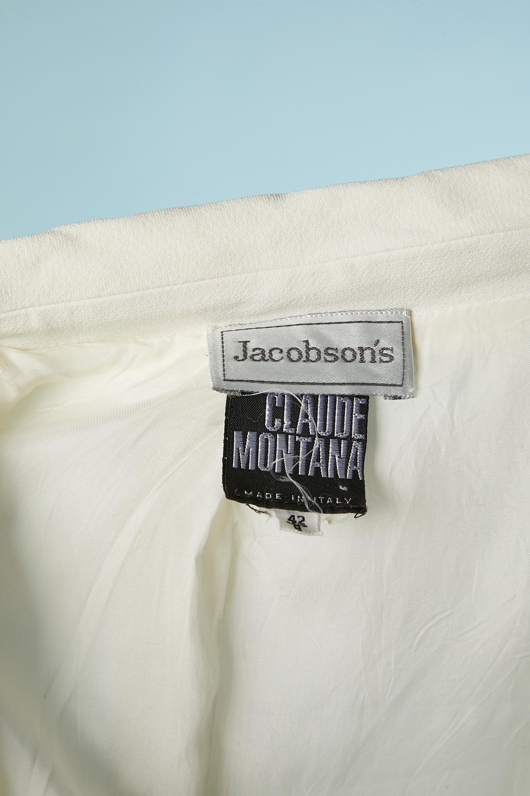 Combinaison-pantalon en crêpe blanc Claude Montana Circa 1980's  en vente 1