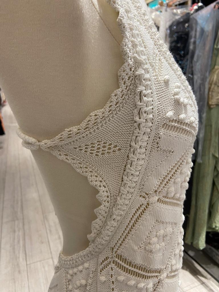White crochet backless wedding dress or summer dress Chanel Resort 2023 For Sale 6