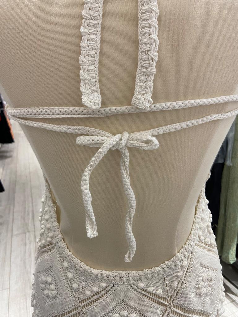 White crochet backless wedding dress or summer dress Chanel Resort 2023 For Sale 7