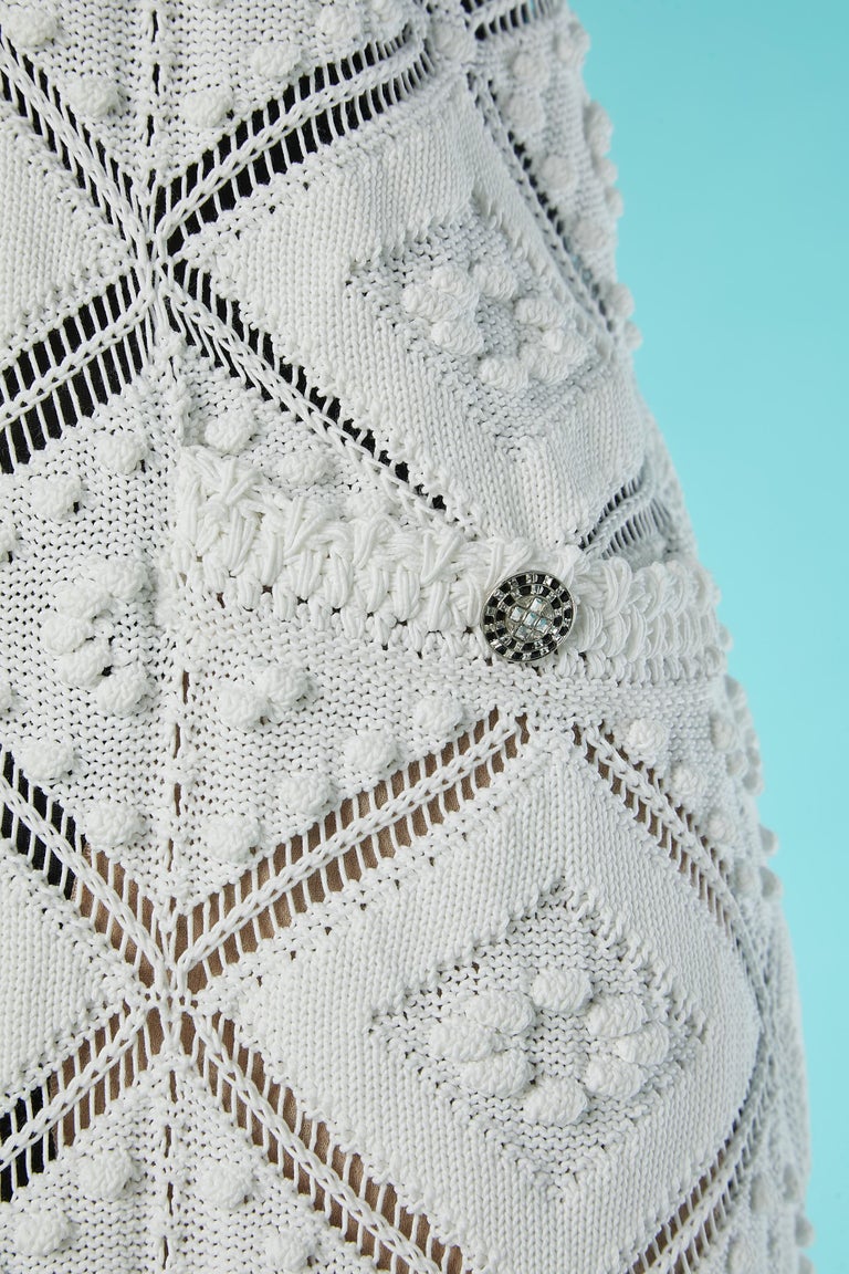 chanel white crochet dress CHANEL RUNWAY SEXY ICONIC CROCHET WHITE MINI DRESS FR 38