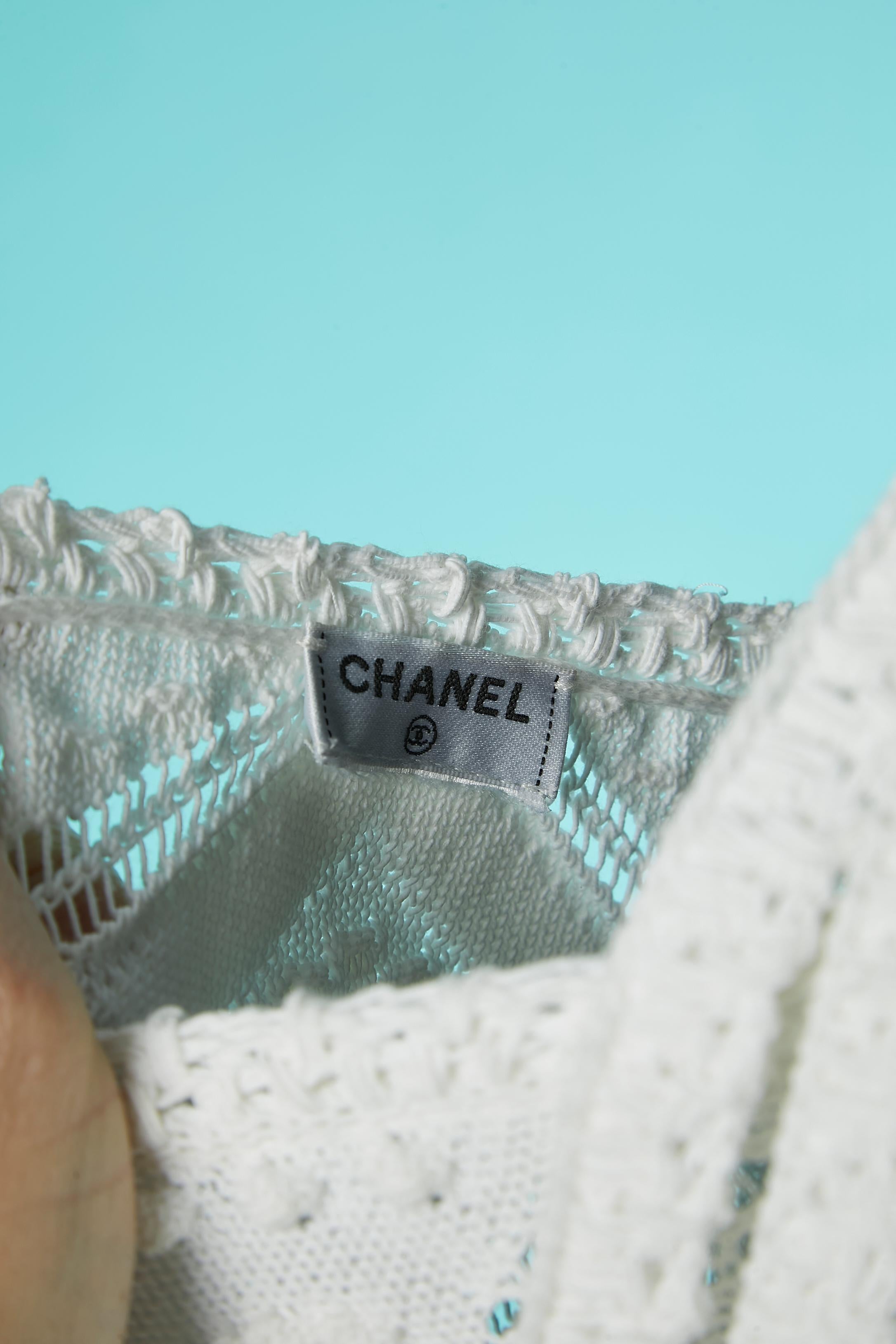 White crochet backless wedding dress or summer dress Chanel Resort 2023 3