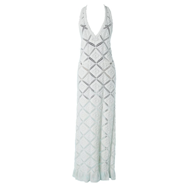 White crochet backless wedding dress or summer dress Chanel Resort 2023 at  1stDibs