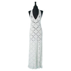 Weißes rückenfreies gehäkeltes Hochzeitskleid oder Sommerkleid aus weißem Häkeln von Chanel Resort 2023