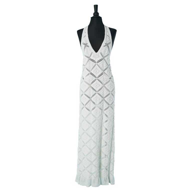 White crochet backless wedding dress or summer dress Chanel Resort 2023 at 1stDibs White crochet backless wedding dress or summer dress Chanel Resort 2023 at 1stDibs