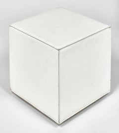 White “Crocodile" Embossed Vintage Leather Stools