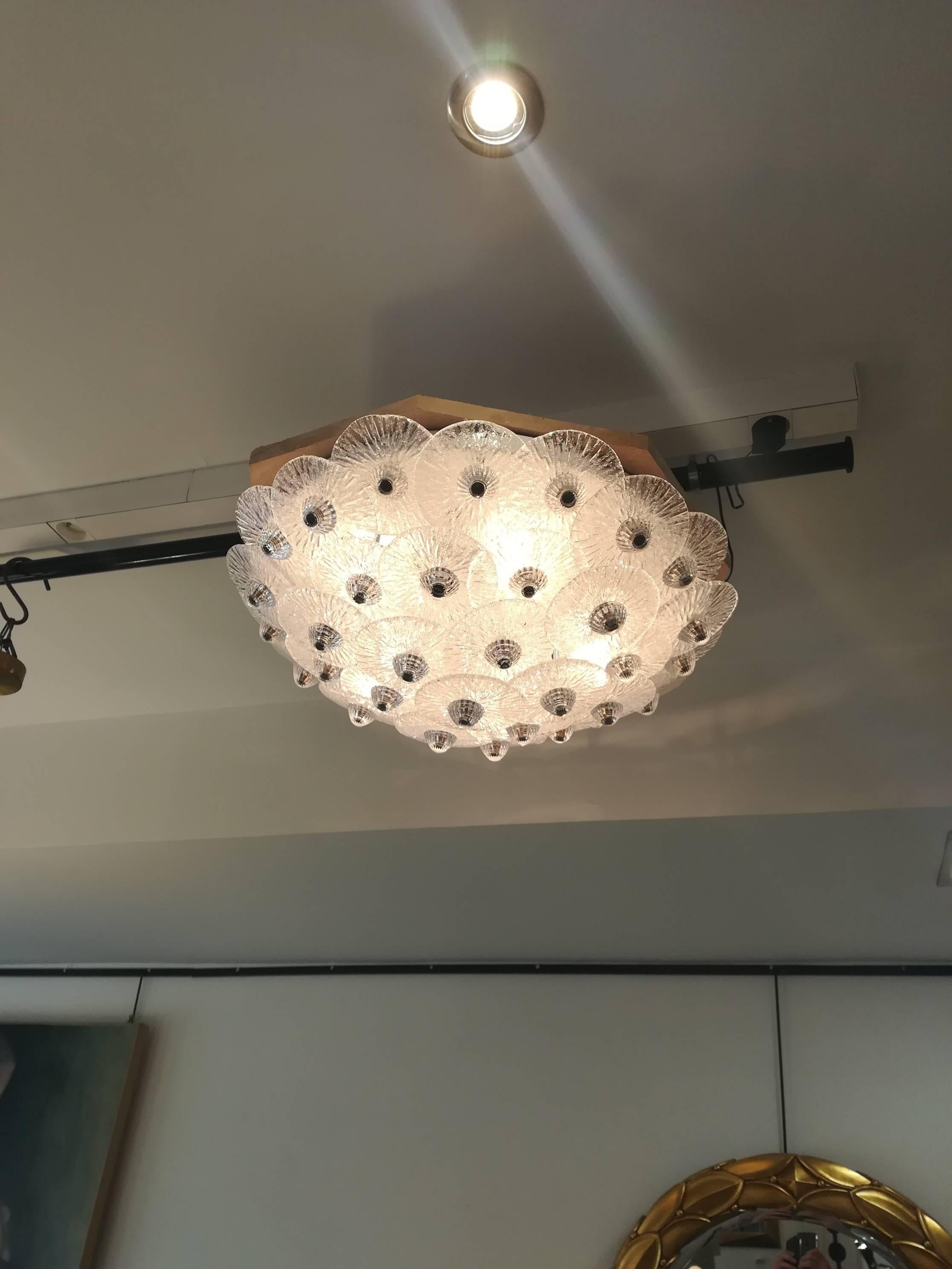 Italian White Crystal Ceiling Light medium size