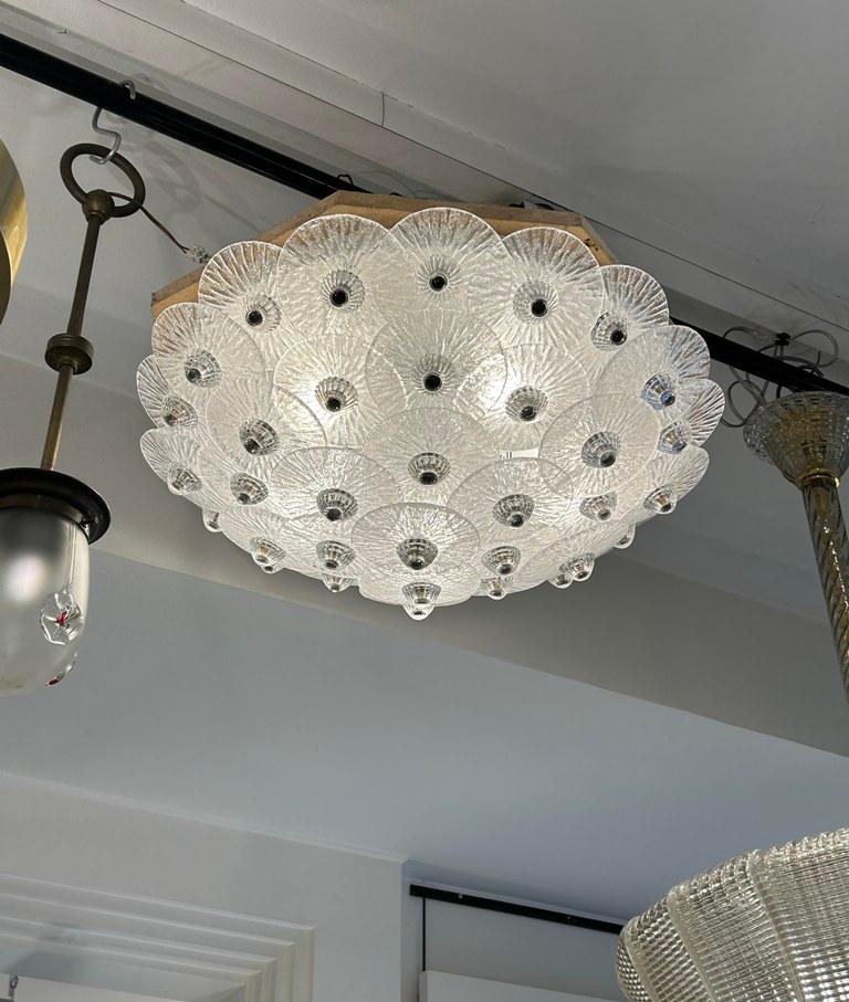 Italian White Crystal Ceiling Light For Sale