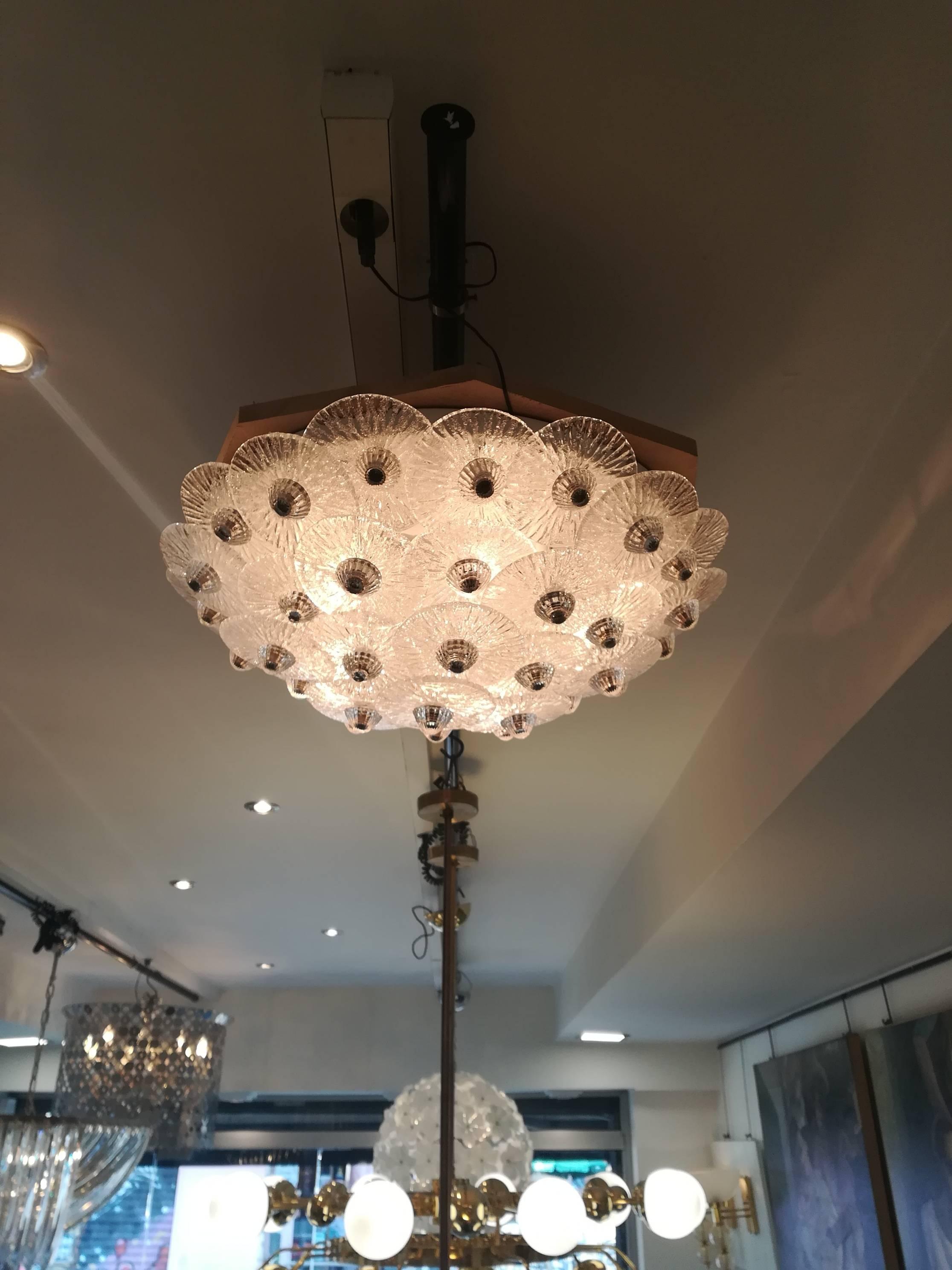 20th Century White Crystal Ceiling Light medium size For Sale