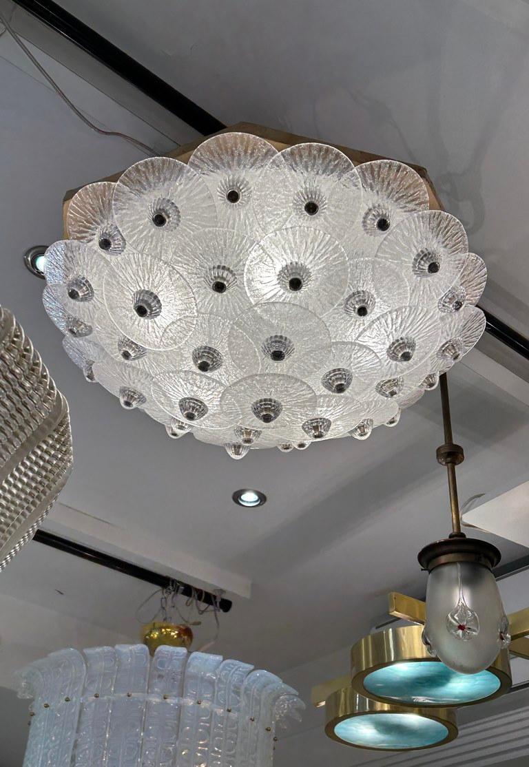 20th Century White Crystal Ceiling Light For Sale