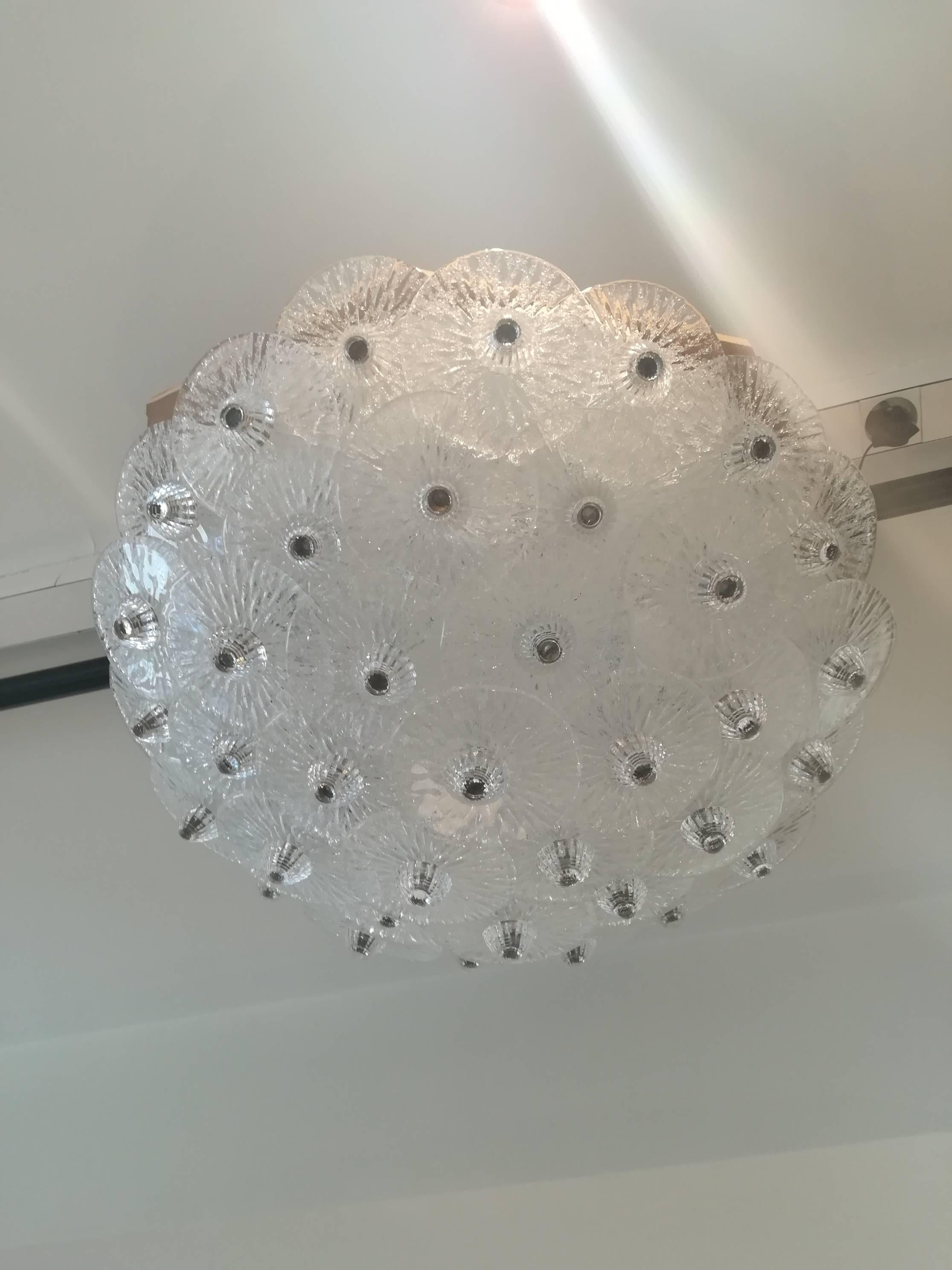 White Crystal Ceiling Light medium size For Sale 1