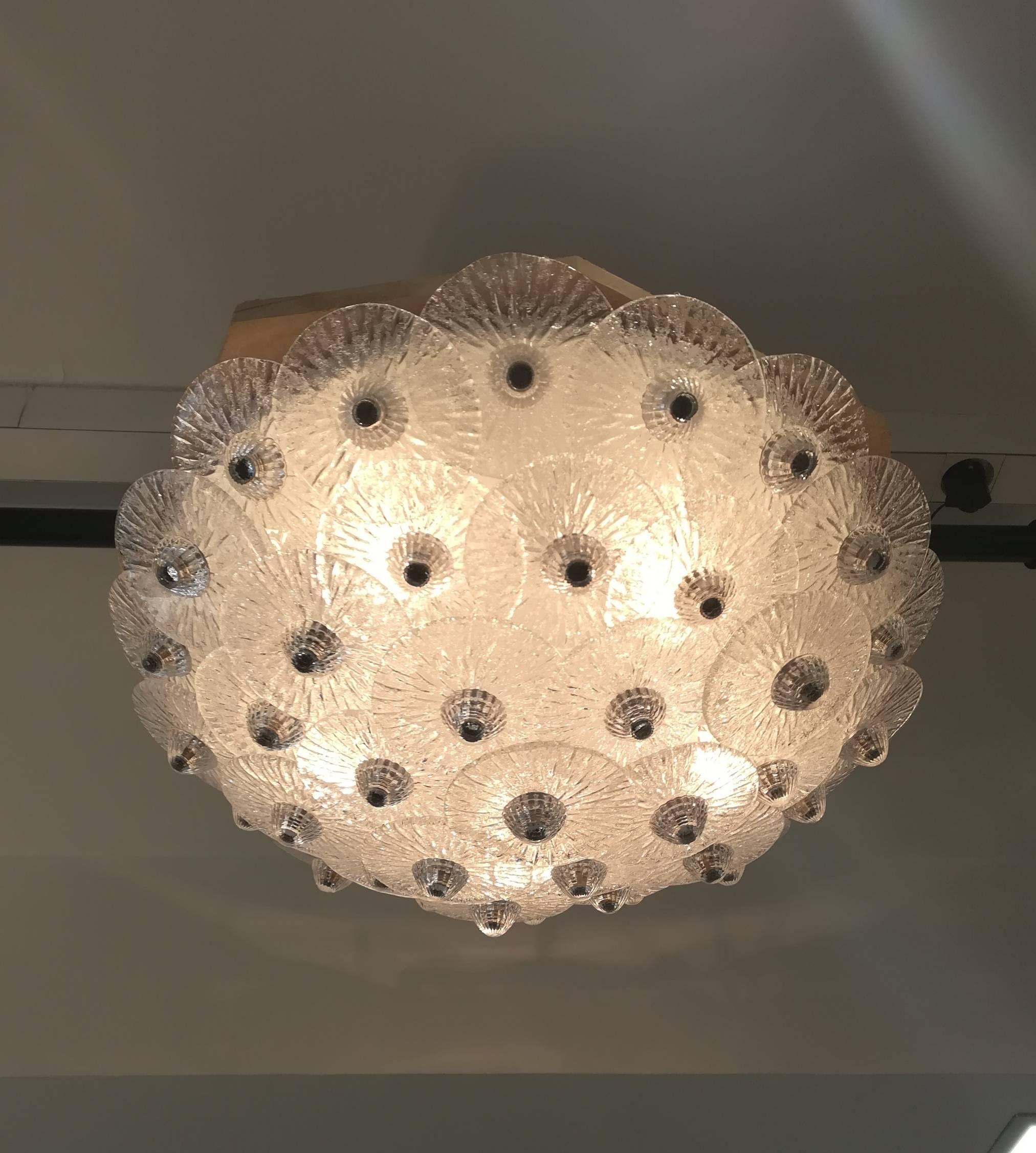 White Crystal Ceiling Light medium size For Sale 3