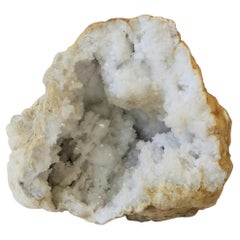 White Crystal Geode Natural Specimen Sculpture Piece