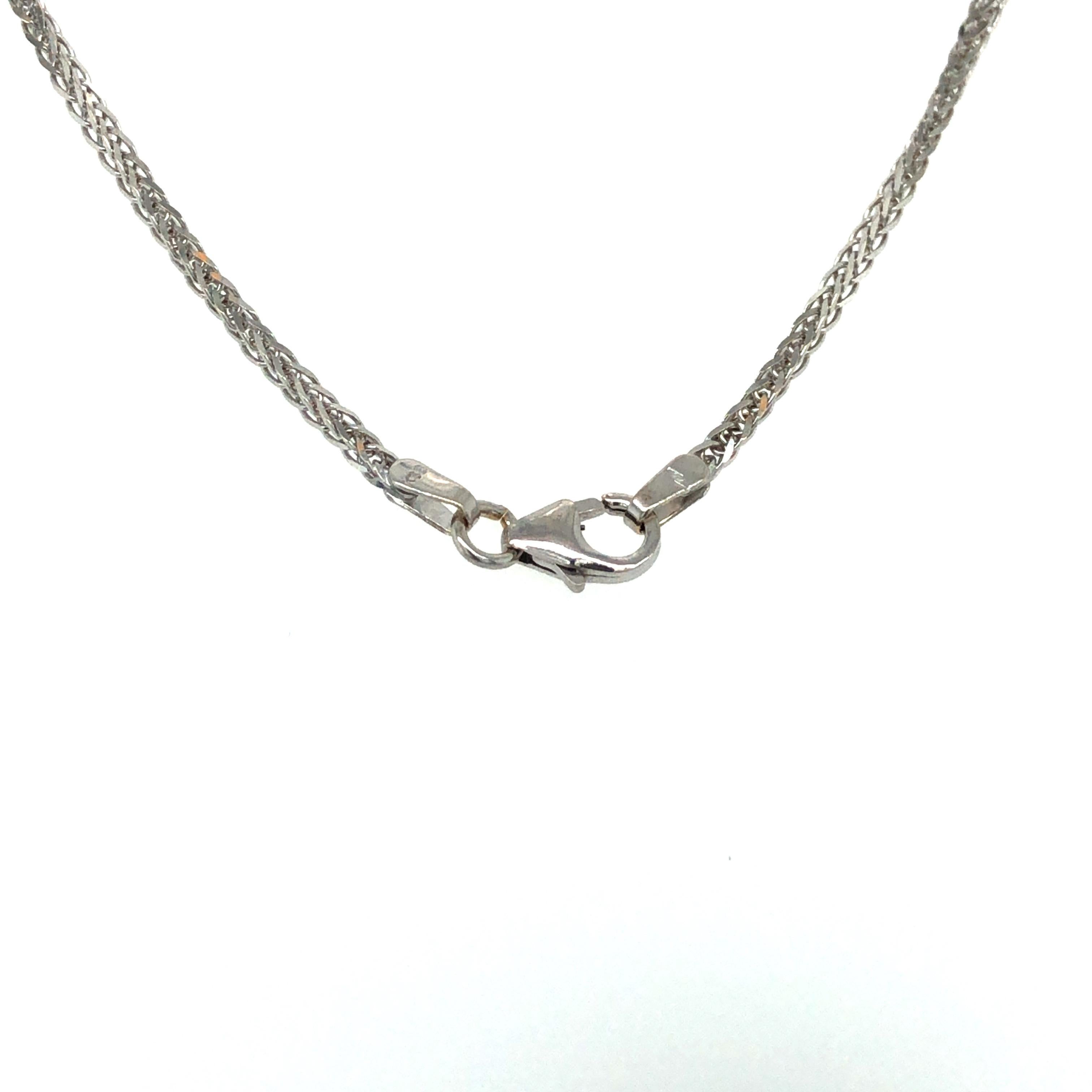 White Crystal Opal and Diamond Pendant Necklace in White Gold 3