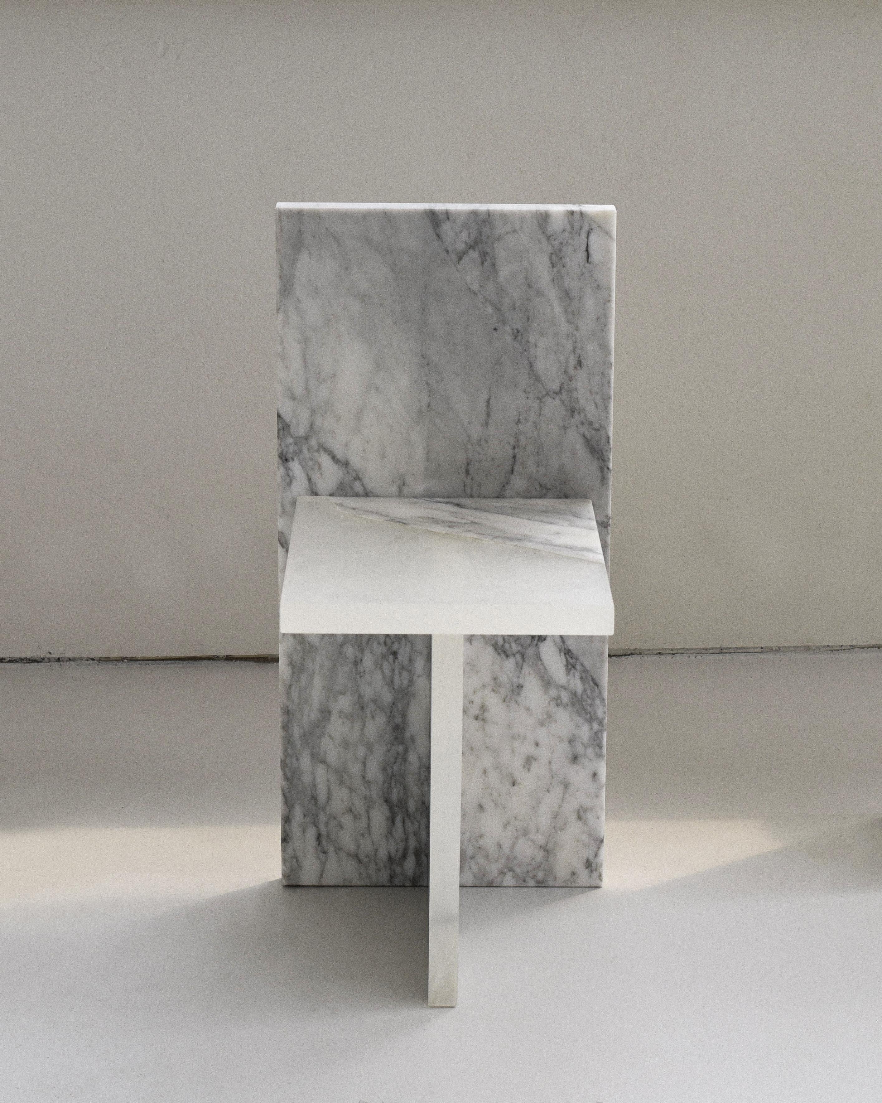 Organic Modern White Crystal Resin and Marble, Fragment Chair, Jang Hea Kyoung