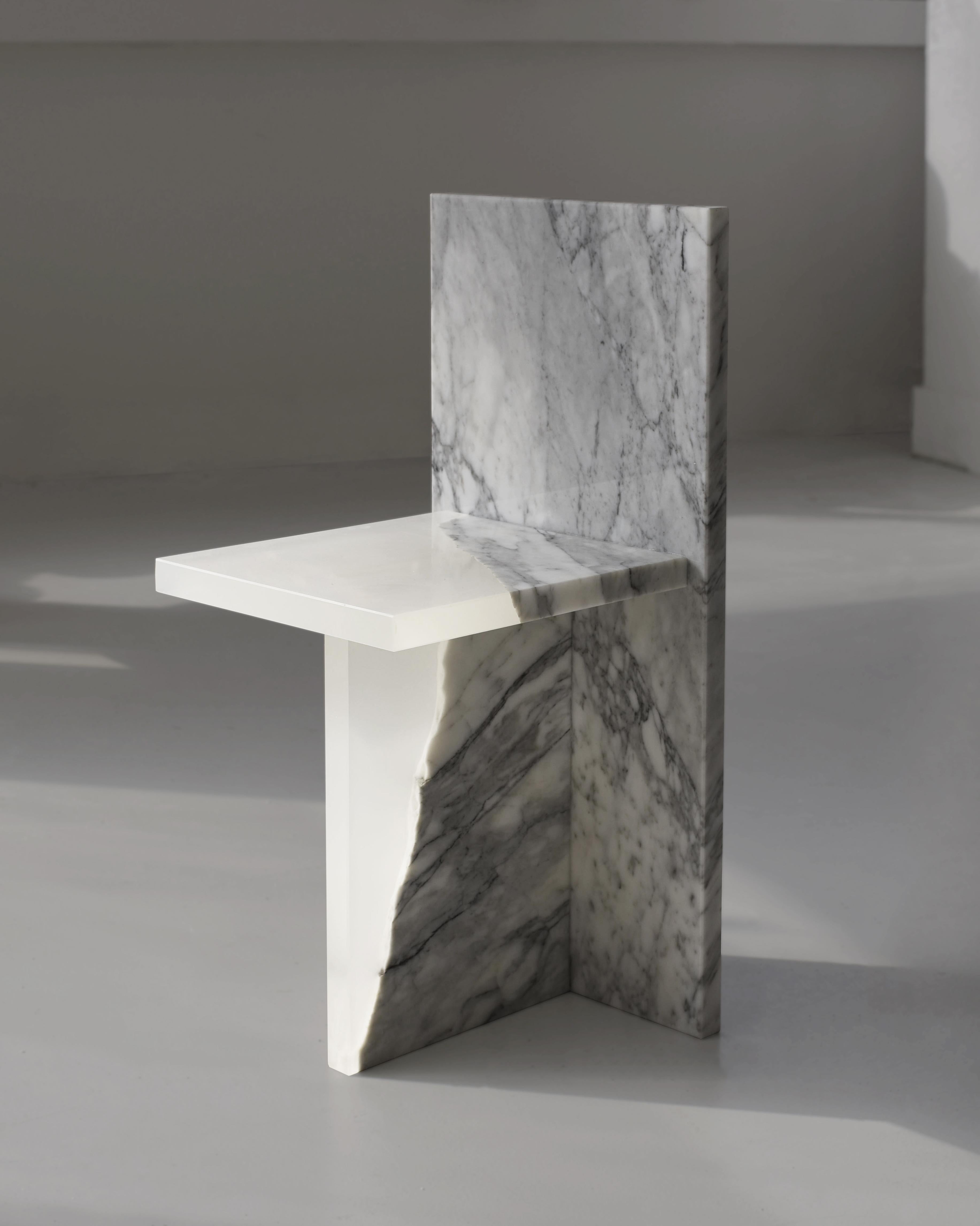 Organic Modern White Crystal Resin and Marble, Fragment Chair, Jang Hea Kyoung