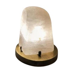 White Crystal Rock and Oxydated Brass Table Lamp