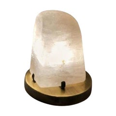 White Crystal Rock and Oxydated Brass Table Lamp