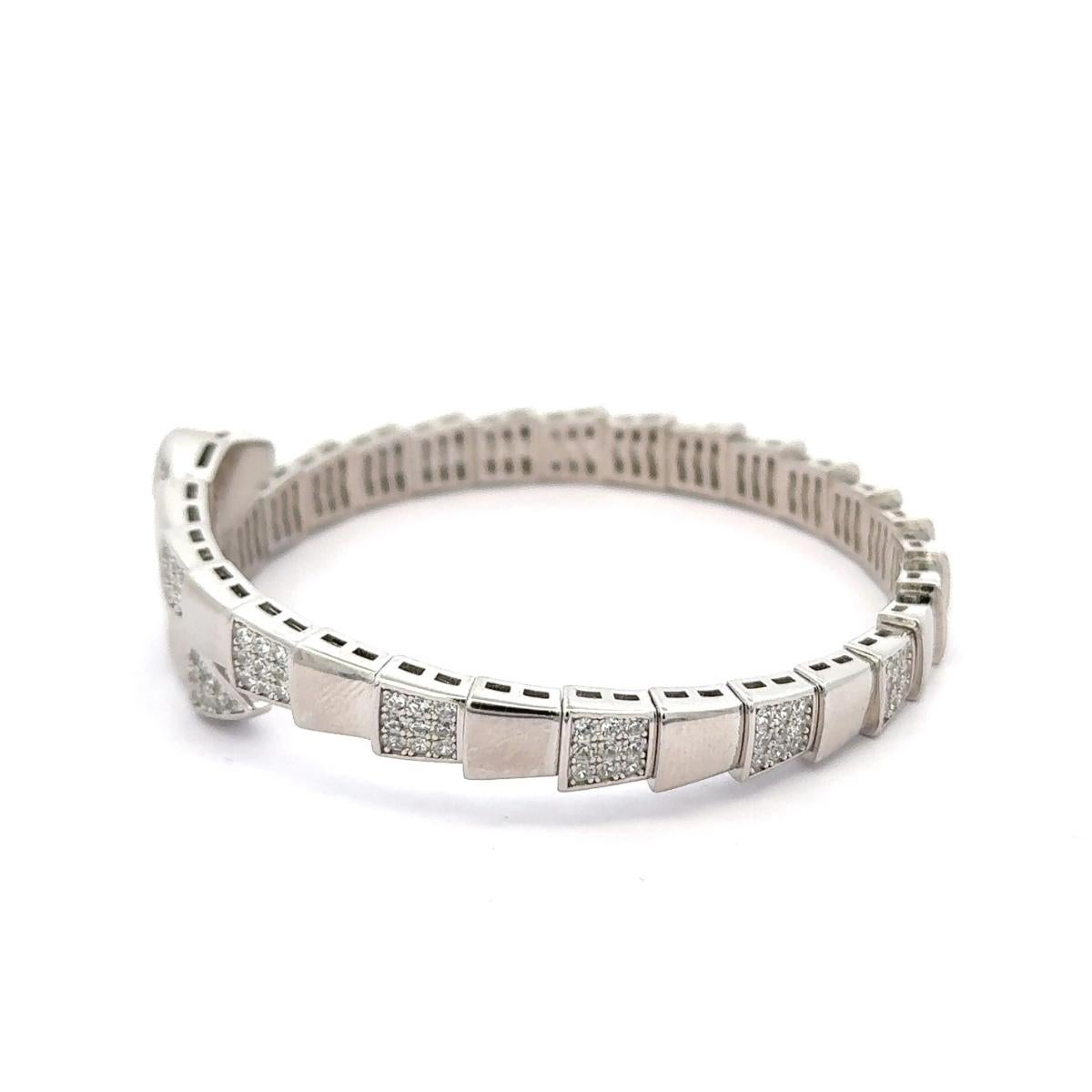 Art Nouveau Bracciale d'argento con bracciale a fascia ispirato al serpente con zirconia cubica bianca Regalo per lei in vendita