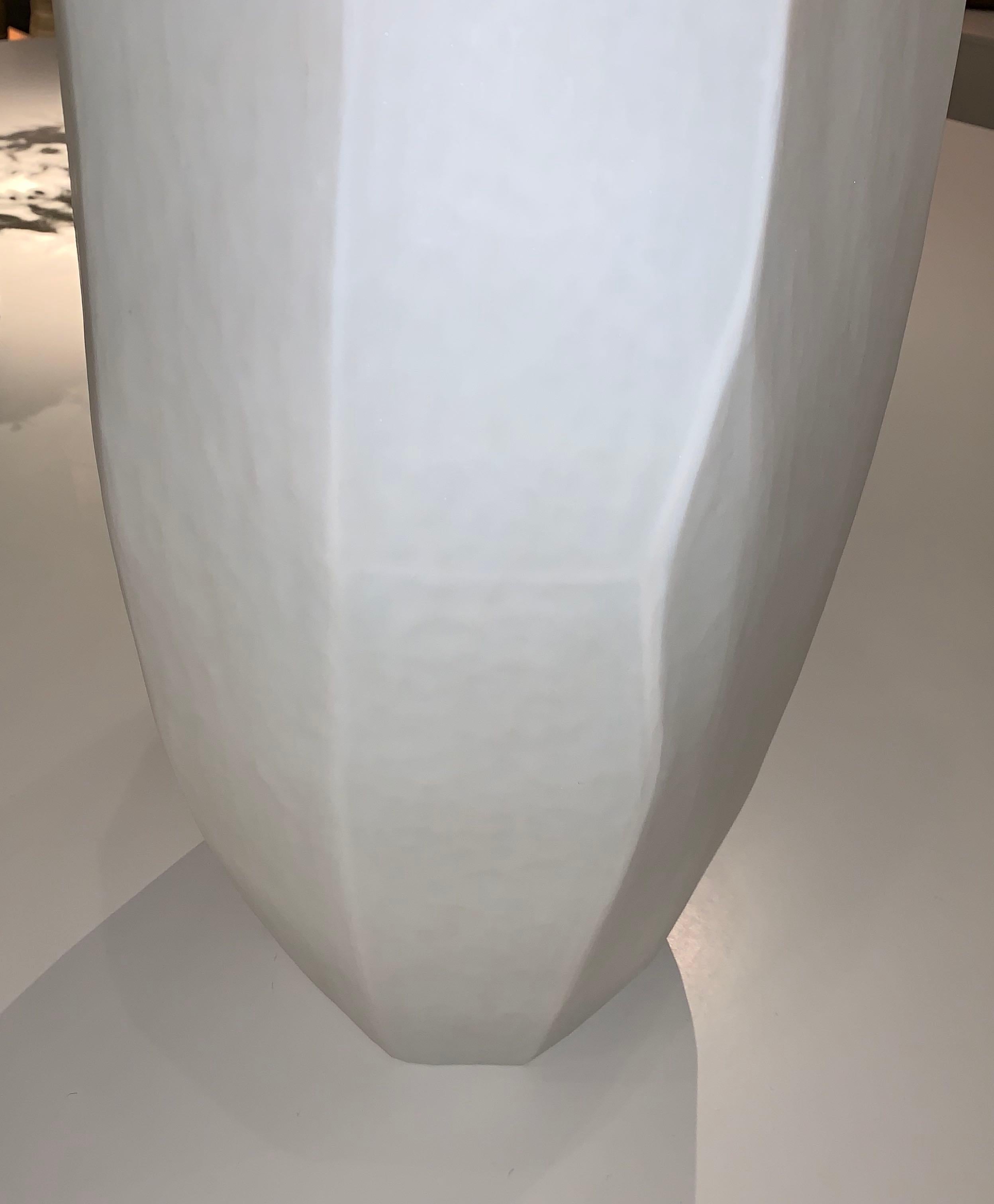 White Matte Glass Cubist Vase, Romania, Contemporary In New Condition In New York, NY