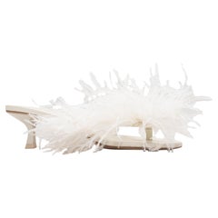 White Cult Gaia Feather Heeled Thong Sandals Size 38