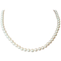 White Cultured Pearl Strand 14 Karat Yellow Gold Clasp