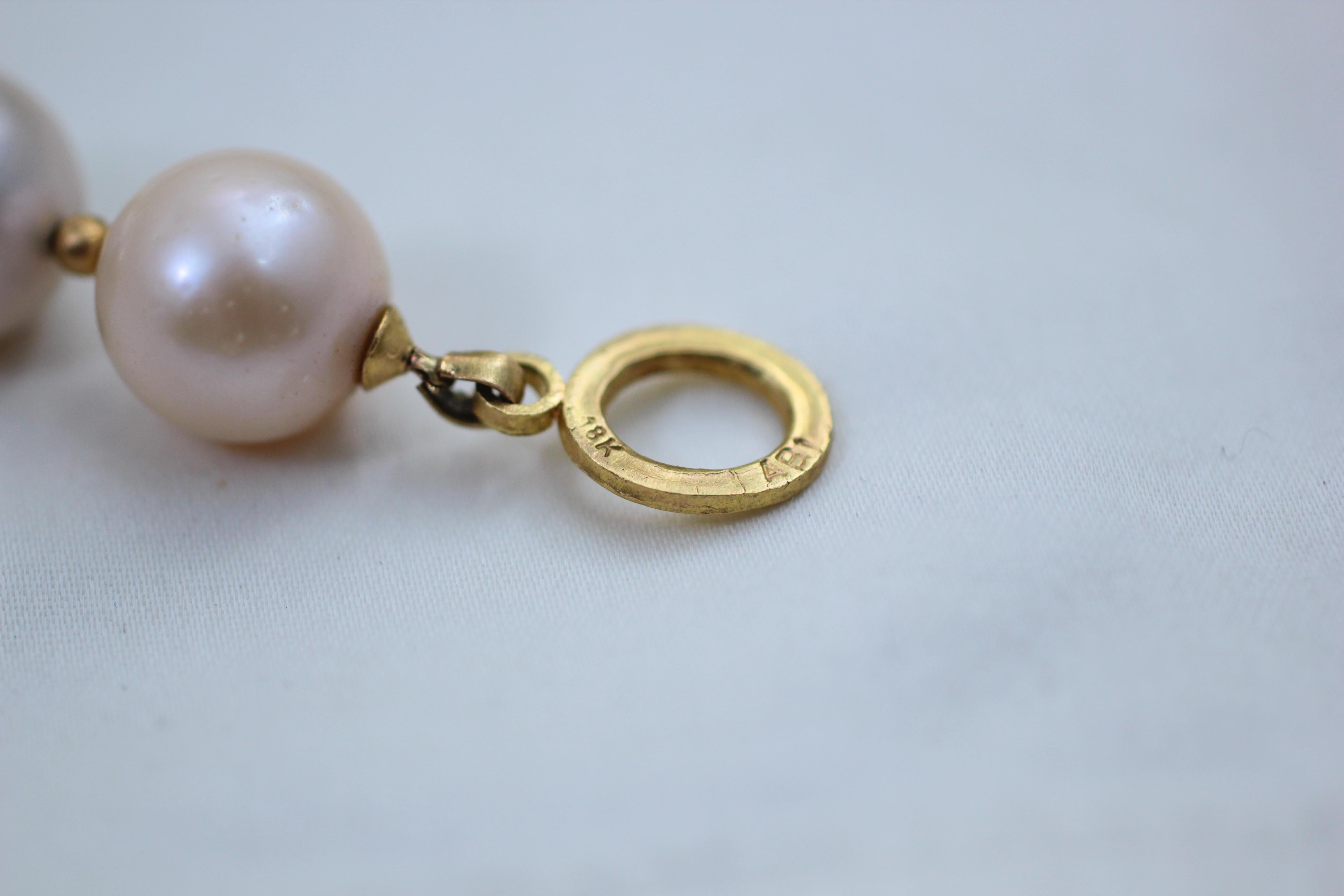 Weiße Zuchtperlen 18K Gold Perlen Choker Halskette im Angebot 4