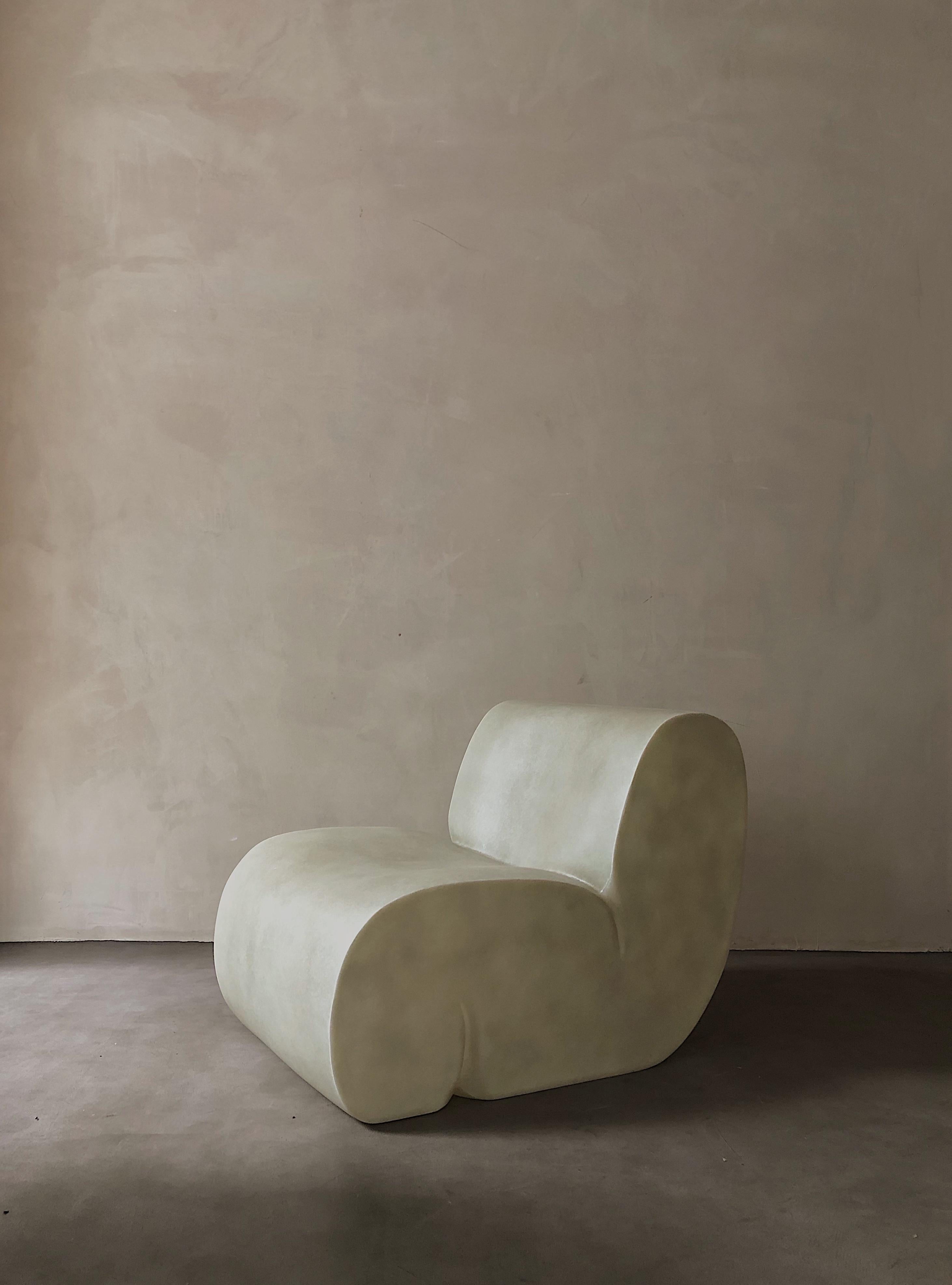 Chinese White Curl Up Lounge Chair by Karstudio